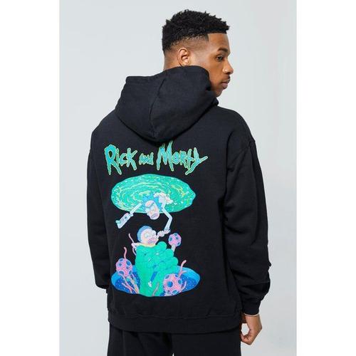 Sweat À Capuche Oversize À Imprimé Rick & Morty Homme - Noir - Xs, Noir