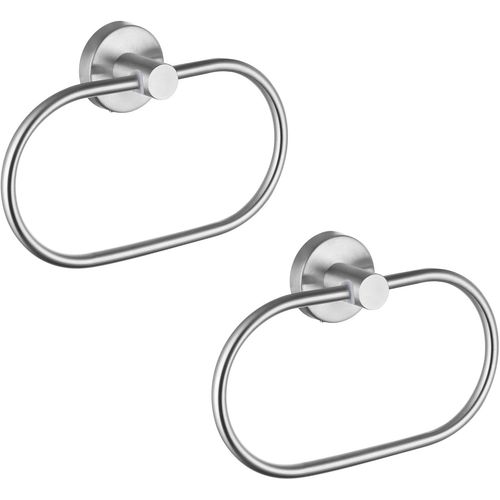 ERYI-Lot De 2 Anneaux Porte-Serviettes En Nickel Brossé - Support Mural Moderne En Acier Inoxydable - Accessoires De Salle De Bain