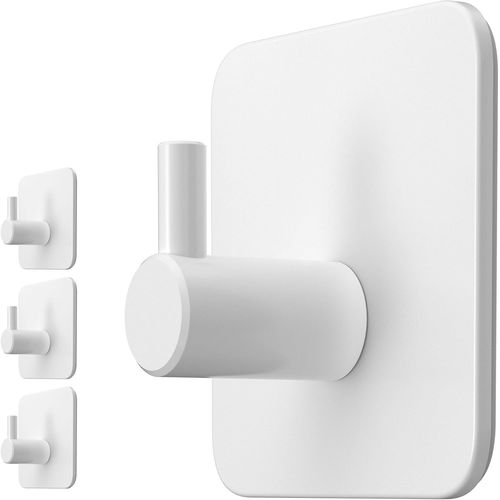 ERYI-Lot De 4 Porte-Serviettes Sans Perçage - Blanc - Crochets Adhésifs Imperméables En Acier Inoxydable Pour Salle De Bain - Crochets Autocollants De Qualité Supérieure - Porte-Serviettes De Salle D