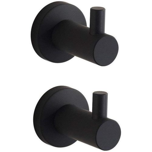 ERYI-Peinture Noire Plat Crochet Porte-Serviettes Lot De 2 À Fixation Murale Sus304 En Acier Inoxydable Unique Robe De Vêtements Holder, L5 X H7 Cm/Chaque