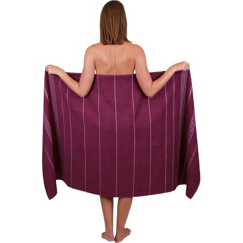 Eryi-Drap De Bain Xxl Lines Grande Serviette De Plage Ou À Sauna 100% Coton 90x180 Cm Violet