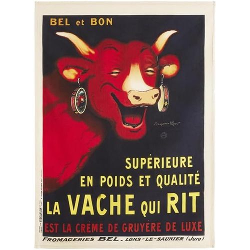 Eryi-Torchon Imprimé En Coton, Bel Et Vache Qui Rit, 50x75cm, Tti-220-7095010-000-Cke Noir
