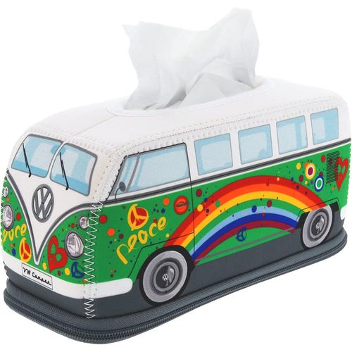 Eryi-Vw Collection - Distributeur De Mouchoirs En Néoprène Volkswagen Pour Cosmétiques Et Serviettes En Papier Combi T1 (Peace/Vert)
