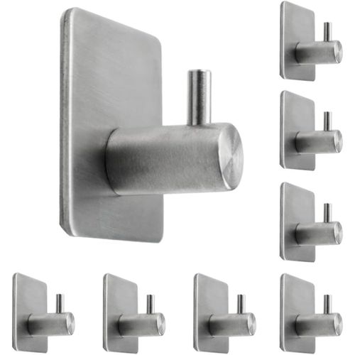 ERYI-Lot De 8 Crochets Auto-Adhésifs Étanches En Acier Inoxydable Pour Salle De Bain, Serviette, Chapeau, Manteau De Chambre À Coucher (Nickel Brossé)