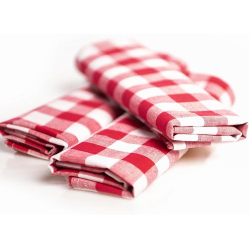ERYI-Lot De 6 Serviettes De Table À Carreaux Rouges Et Blancs - 20 Mm - 100% Coton - 40 X 40 Cm