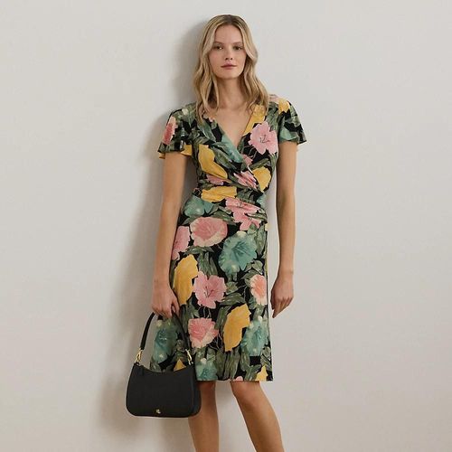 Robe Fleurie Col V Croisé Jersey Stretch