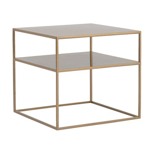 Table D'appoint Carré À Deux Étages Gold En Métal 50 X 50 Cm Tensio 2 - Custom Form