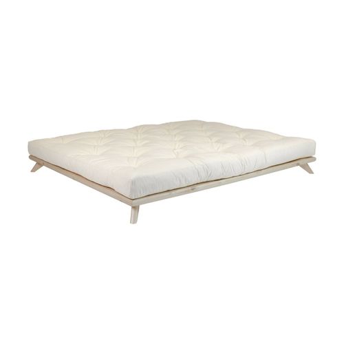 Sommier En Bois Clair Et Matelas Écru 160x200cm Senza Double Latex - Karup Design