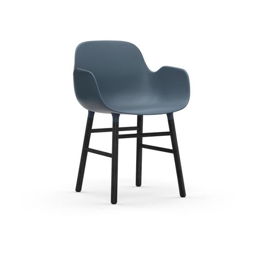 Chaise Avec Accoudoirs En Bois Noir Et Pp Bleu Form - Normann Copenhagen