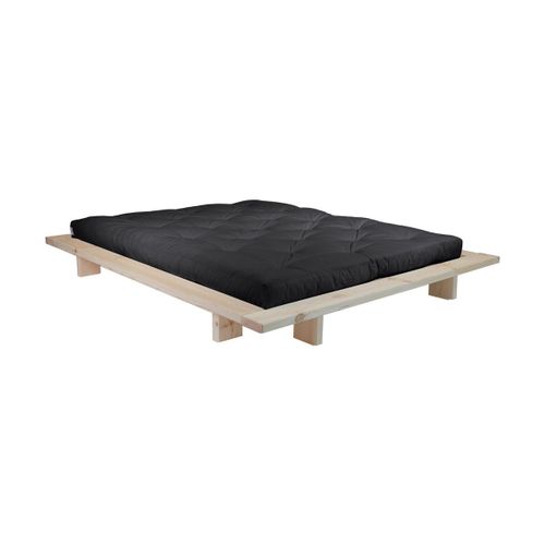 Sommier En Bois Brut Et Matelas Double Latex Noir 160x200 Japan - Karup Design