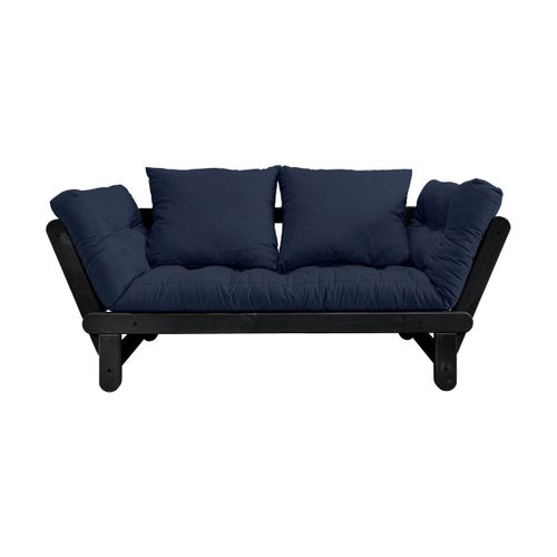 Canapé En Bois Noir Convertible 2 Places Bleu Marine Beat - Karup Design