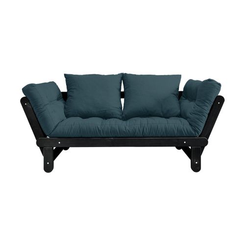 Canapé En Bois Noir Convertible 2 Places Bleu Petrol Beat - Karup Design
