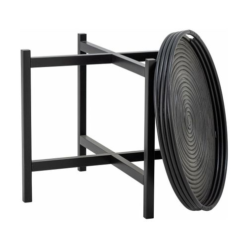 Table À Plateau Ronde En Rotin Noir 60 X 47cm Milli - Bloomingville