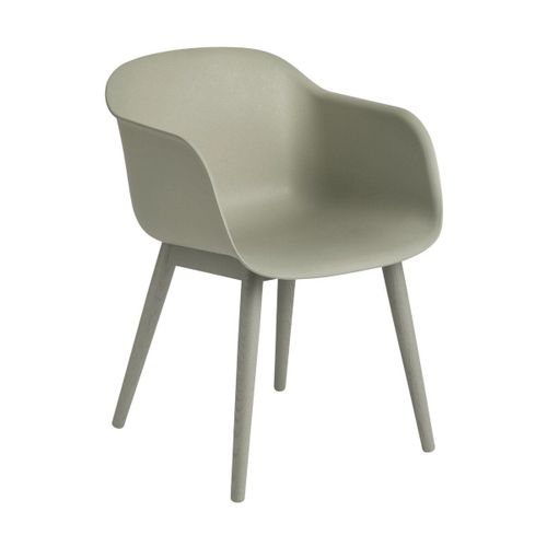 Chaise Verte Piétement En Bois Chêne Fiber - Muuto