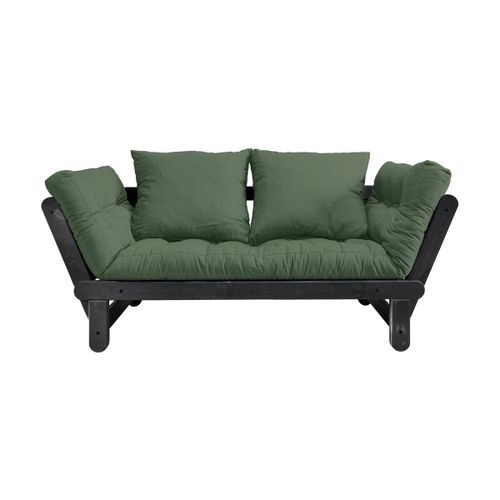 Canapé En Bois Noir Convertible 2 Places Vert Olive Beat - Karup Design