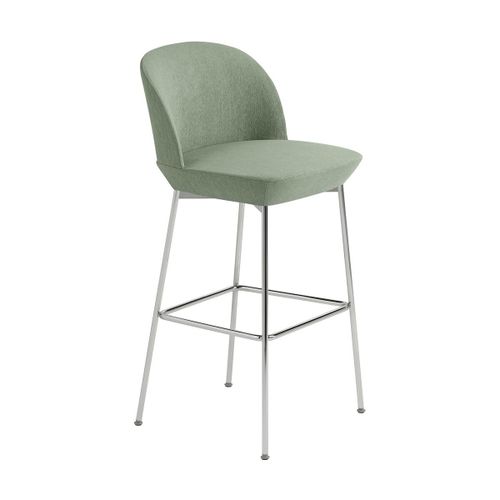 Chaise De Bar 75 Cm Vert Clair Et Pieds Chrome Oslo - Muuto