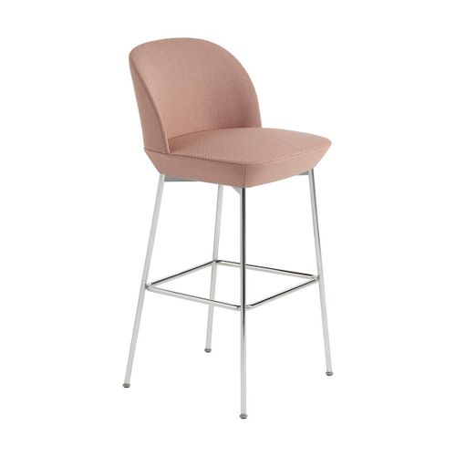 Chaise De Bar 75 Cm Rose Et Pieds Chrome Oslo - Muuto