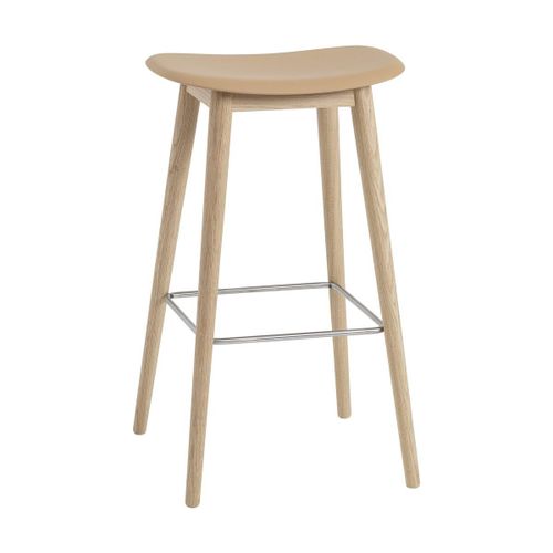Tabouret De Bar 75cm Ocre Piétement En Chêne Naturel Fiber - Muuto