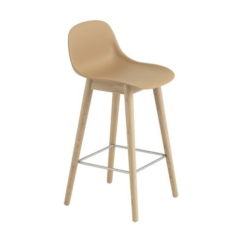 Chaise De Bar 65cm Ocre Piétement En Chêne Fiber - Muuto