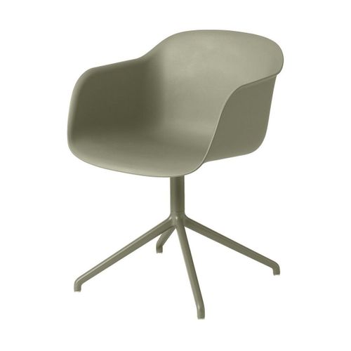 Fauteuil Gris Vert Piétement Pivot Fiber - Muuto