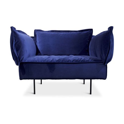 Fauteuil Lounge Bleu Velvet - Handvärk