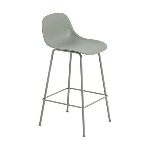 Chaise De Bar 65 Cm Vert Gris Piétement Tubes Fiber - Muuto