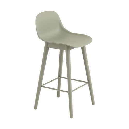 Chaise De Bar 65 Cm Vert Gris Piétement En Chêne Fiber - Muuto