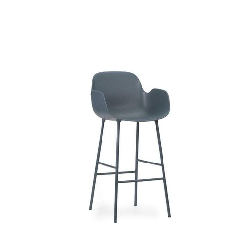 Chaise De Bar Avec Accoudoirs En Acier Et Pp Bleu 65 Cm Form - Normann Copenhagen