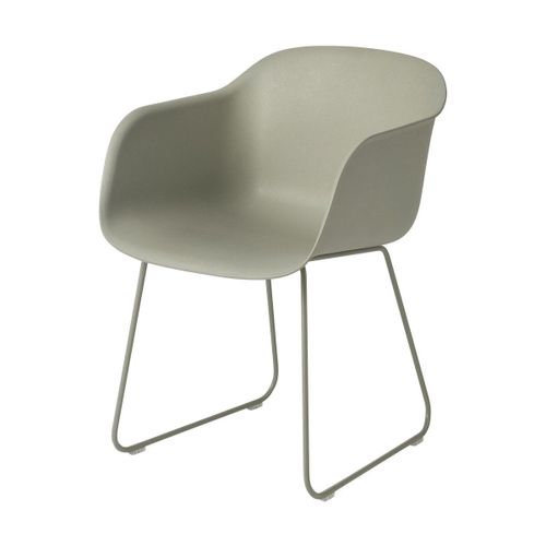 Fauteuil Gris Vert Piétement Traîneau Fiber - Muuto