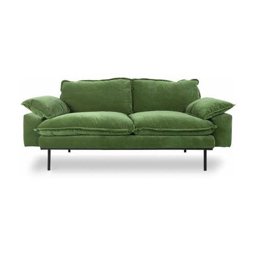 Canapé 2 Places En Velours Vert Retro - Hkliving