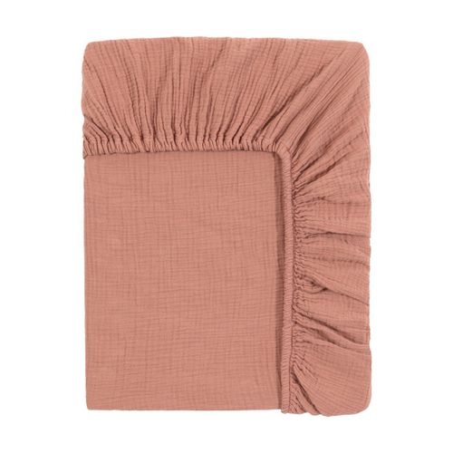 Drap Housse En Gaze De Coton Framboise 140 X 200 Cm - The Cool Republic
