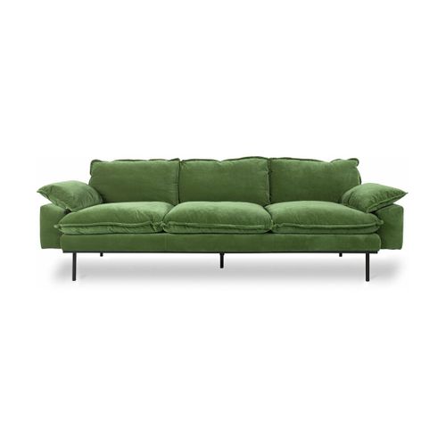 Canapé 4 Places En Velours Vert Retro - Hkliving