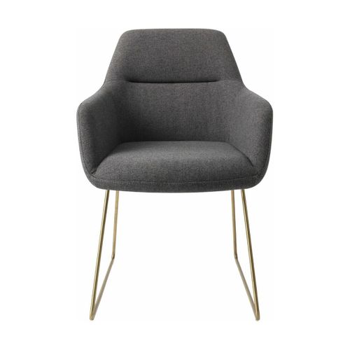 Chaise Grise Foncée Shadow Avec Pieds Élégants En Métal Doré Kinko - Jesper Home