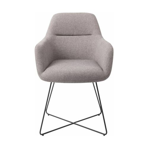 Chaise Grise Earl Grey Avec Pieds Croisés En Métal Noir Kinko - Jesper Home