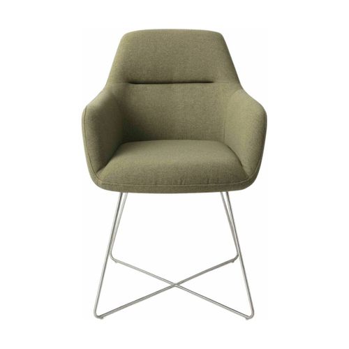 Chaise Verte Green Hunter Avec Pieds Croisés En Métal Argenté Kinko - Jesper Home