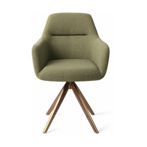 Chaise Verte Green Hunter Avec Pieds Rotatifs En Métal Rosé Kinko - Jesper Home