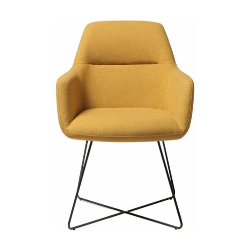 Chaise Jaune Dijon Avec Pieds Croisés En Métal Noir Kinko - Jesper Home