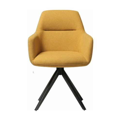 Chaise Jaune Dijon Avec Pieds Rotatifs En Métal Noir Kinko - Jesper Home