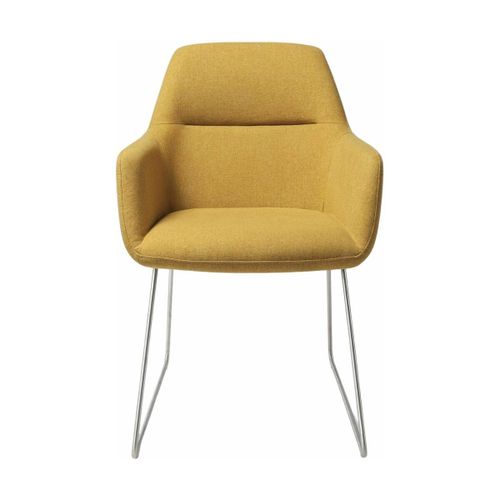 Chaise Jaune Dijon Avec Pieds Élégants En Métal Argenté Kinko - Jesper Home