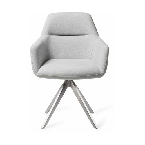Chaise Grise Claire Cloud Avec Pieds Rotatifs En Métal Argenté Kinko - Jesper Home