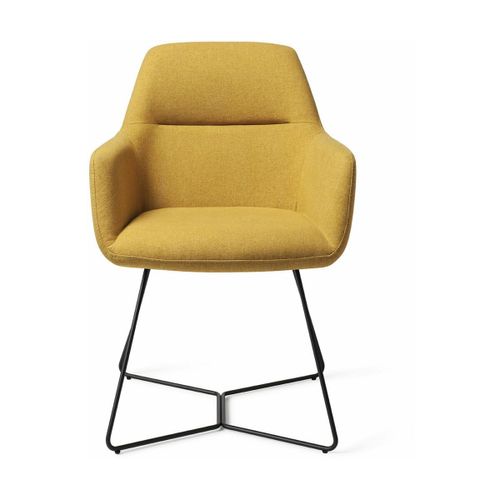 Chaise Jaune Dijon Avec Pieds Hexagones En Métal Noir Kinko - Jesper Home
