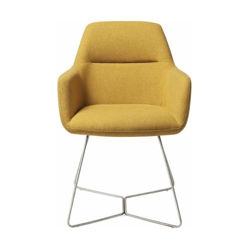 Chaise Jaune Dijon Avec Pieds Hexagones En Métal Argenté Kinko - Jesper Home
