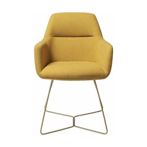 Chaise Jaune Dijon Avec Pieds Hexagones En Métal Doré Kinko - Jesper Home