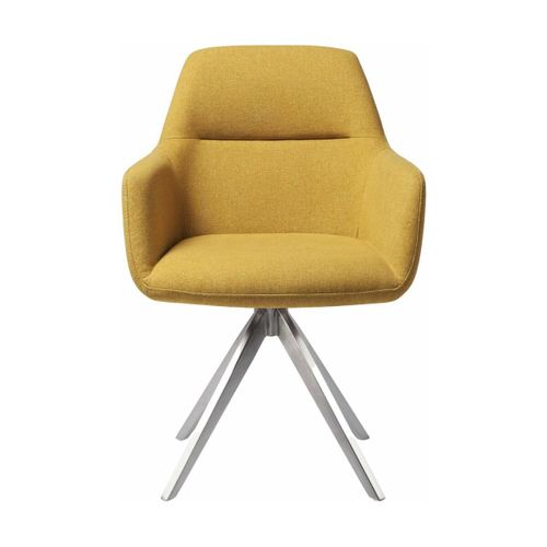 Chaise Jaune Dijon Avec Pieds Rotatifs En Métal Argenté Kinko - Jesper Home