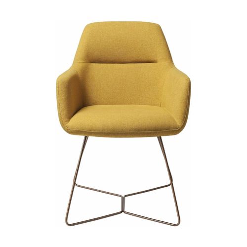 Chaise Jaune Dijon Avec Pieds Hexagones En Métal Rosé Kinko - Jesper Home