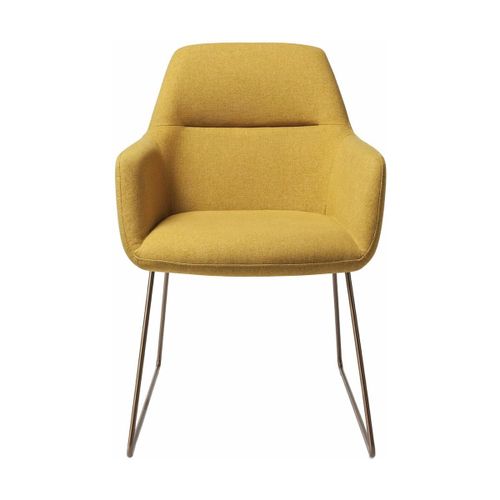 Chaise Jaune Dijon Avec Pieds Élégants En Métal Rosé Kinko - Jesper Home