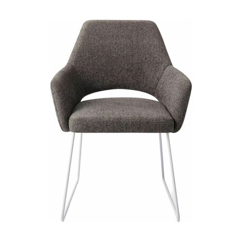 Chaise Grisee Foncée Amazing Grey Avec Pieds Élégants En Métal Blanc Yanai - Jesper H