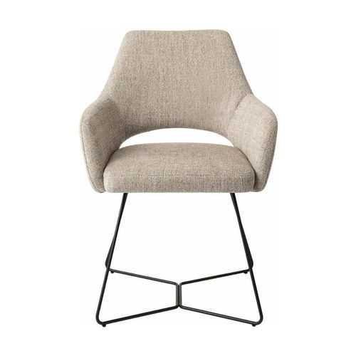 Chaise Grise Biscuit Beach Avec Pieds Hexagones En Métal Noir Yanai - Jesper Home