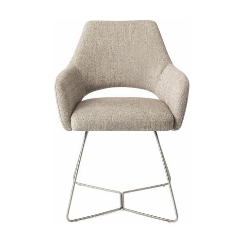 Chaise Grise Biscuit Beach Avec Pieds Hexagones En Métal Argenté Yanai - Jesper Home