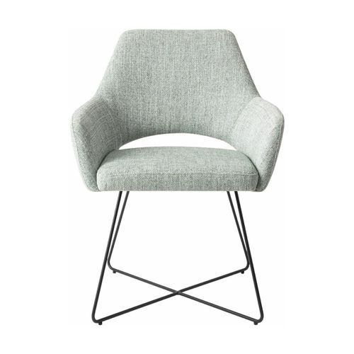 Chaise Verte Glaciale Soft Sage Avec Pieds Croisés En Métal Noir Yanai - Jesper Home
